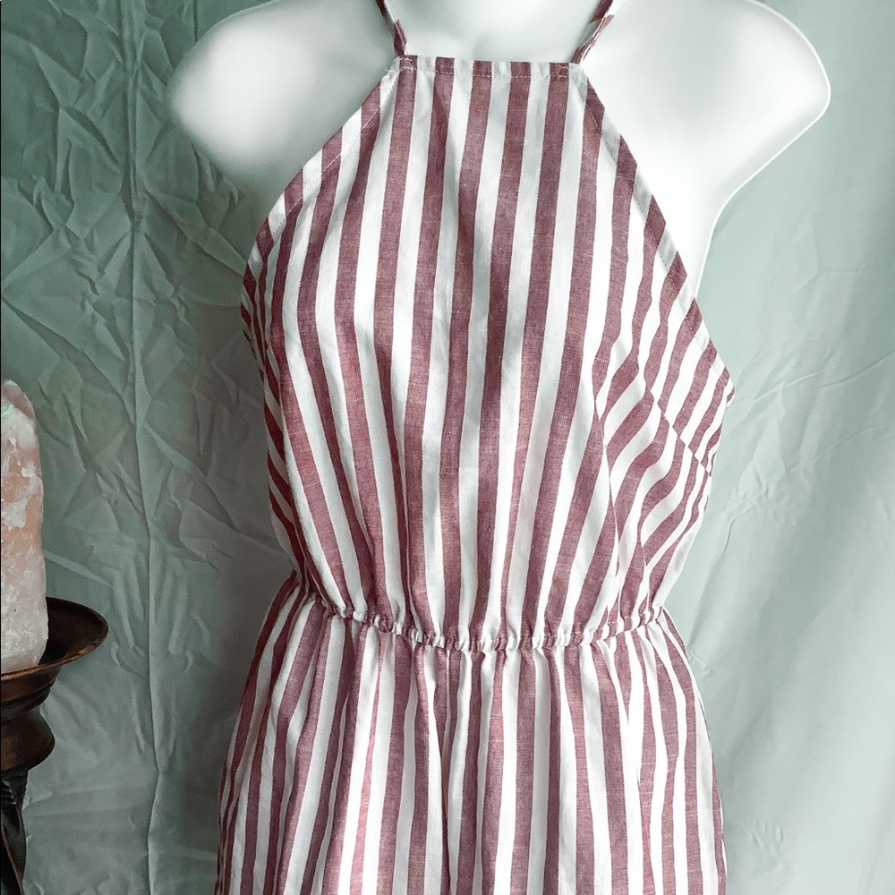 red and white striped romper